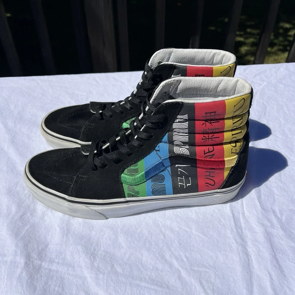 VANS Sk8 Hi‎ Top Espiritu Mens Sz 8 Multi Color Skateboard Sneakers Women's 9.5